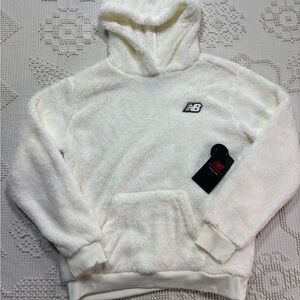 New Balance Sherpa Teddy Bear Hoodie Fleece Pullover Sweatshirt Kids Sz 10/12 M